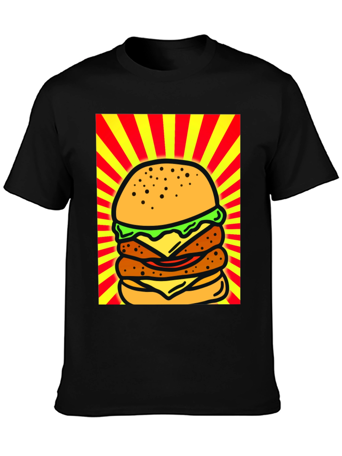 Burger Graphic Black T-Shirt