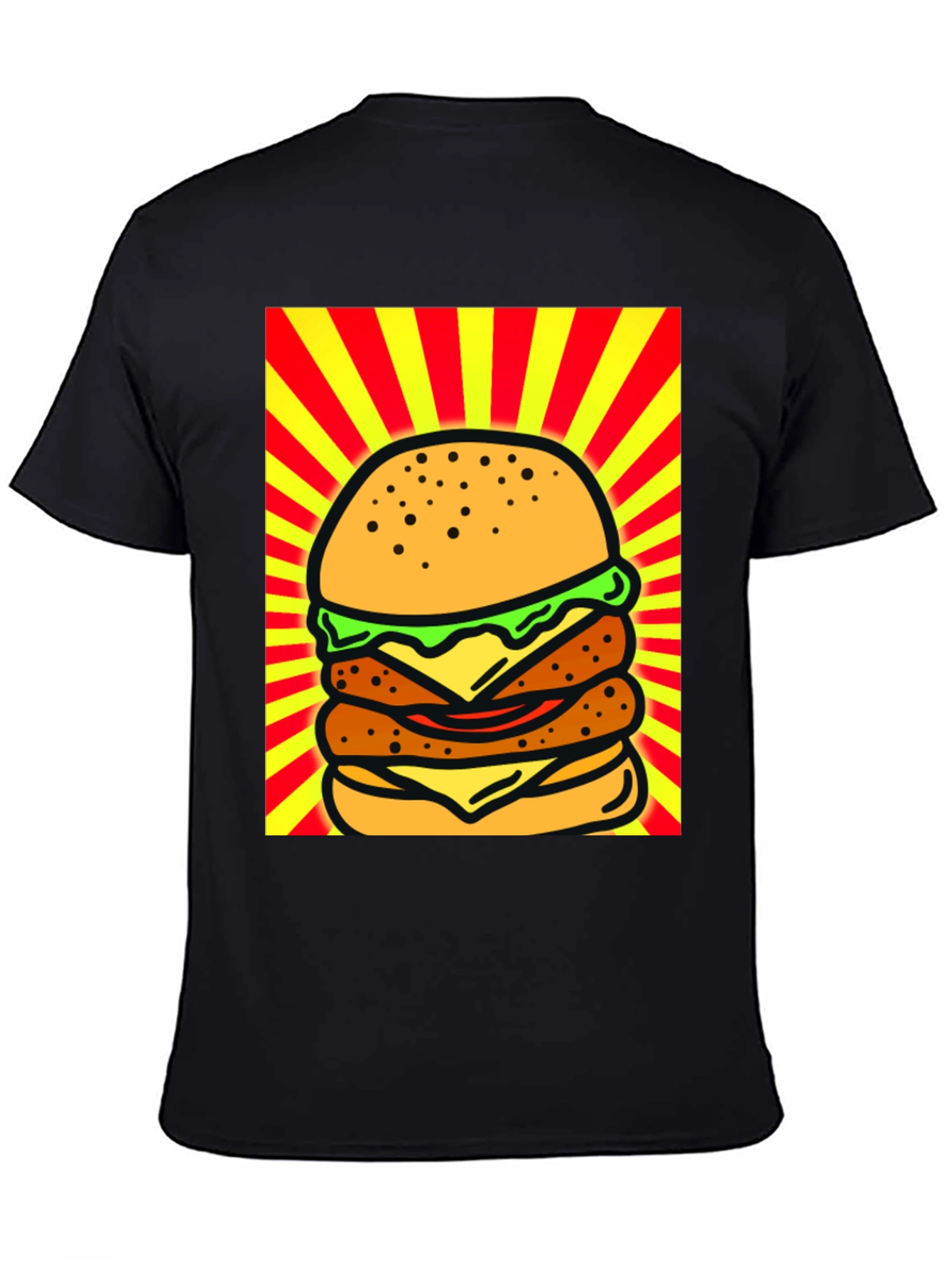 Burger Graphic Black T-Shirt