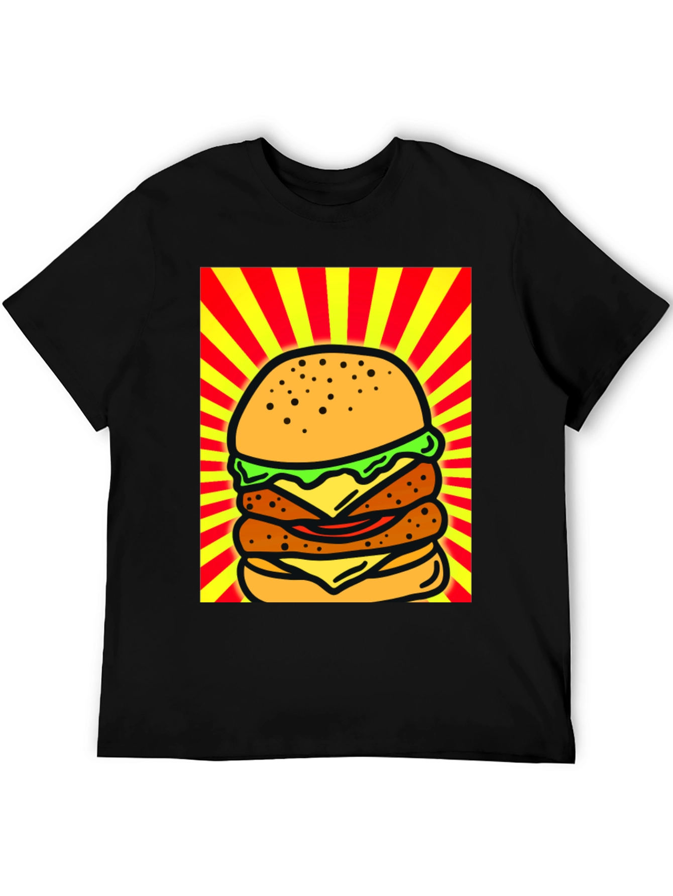 Burger Graphic Black T-Shirt