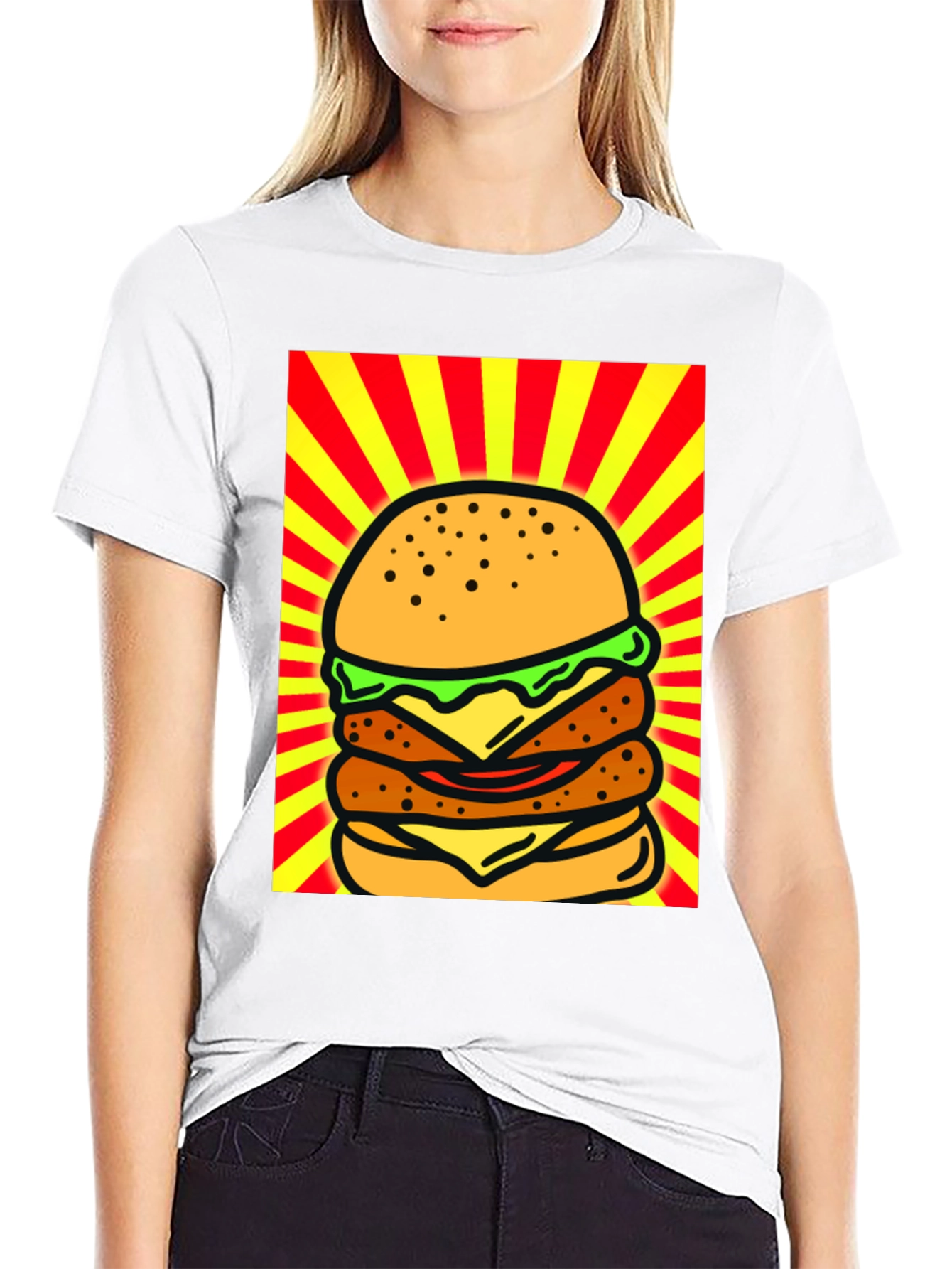 Burger Graphic Black T-Shirt