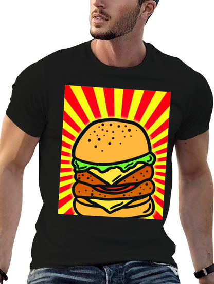 Burger Graphic Black T-Shirt