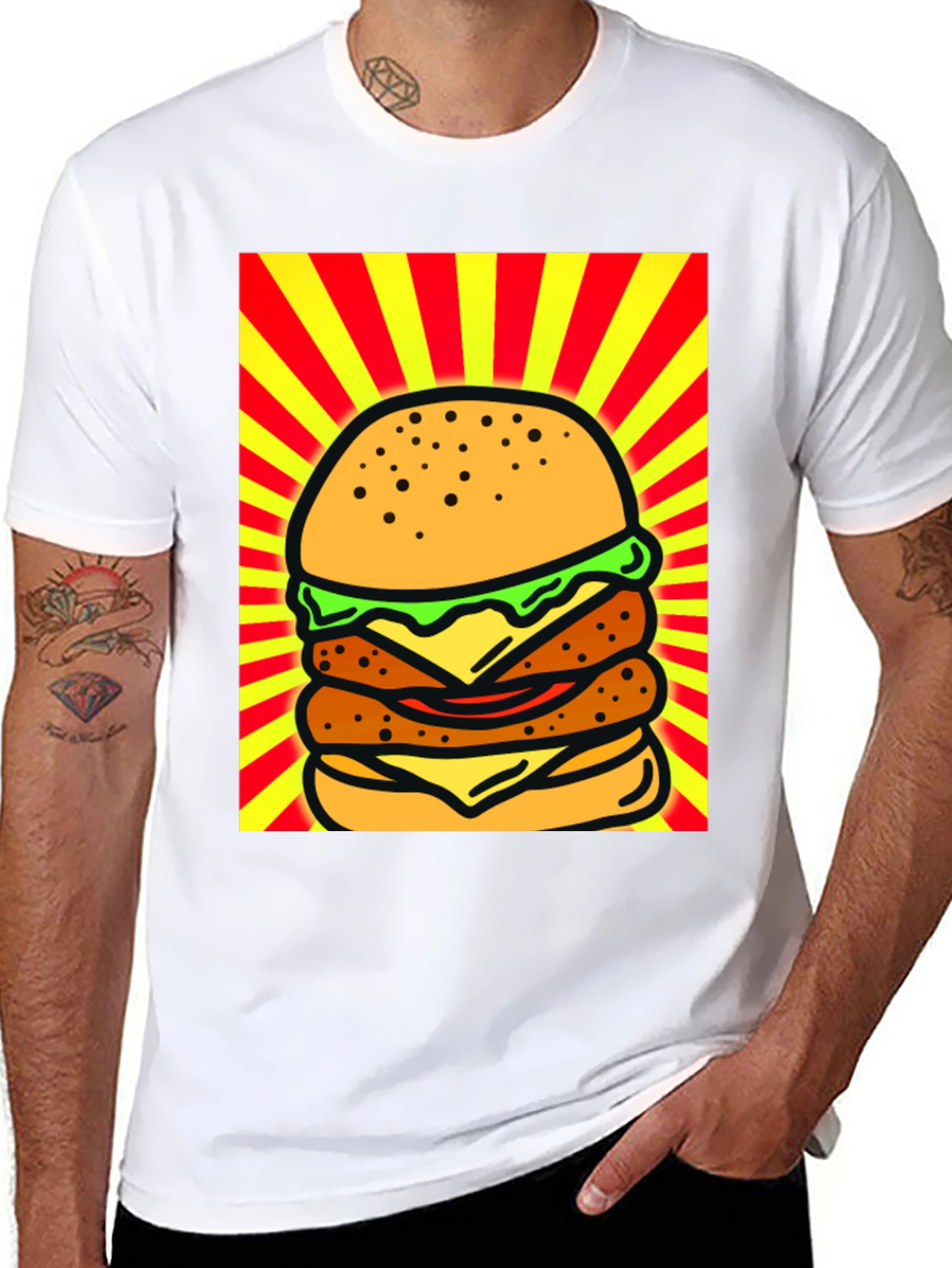 Burger Graphic Black T-Shirt