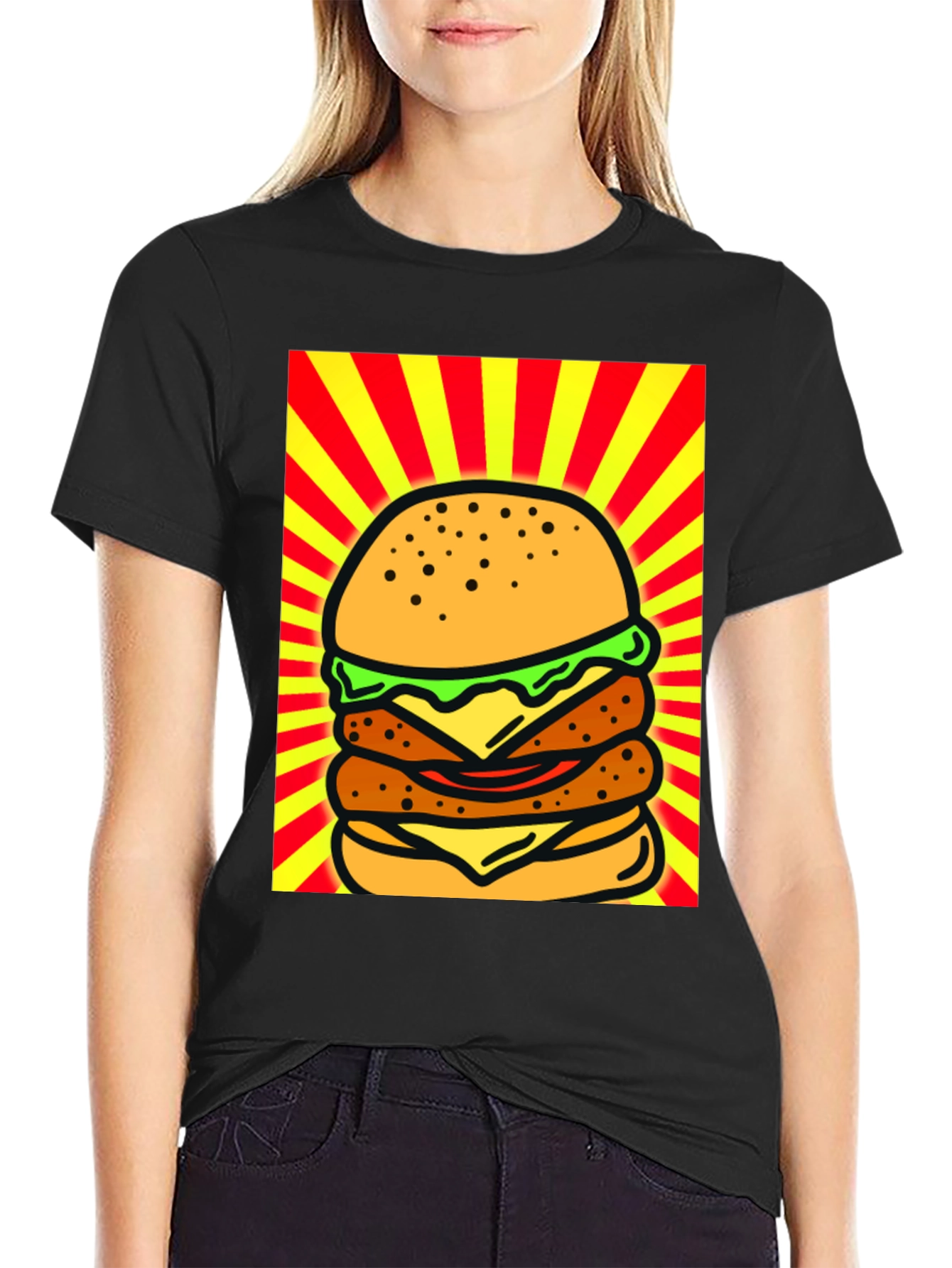 Burger Graphic Black T-Shirt