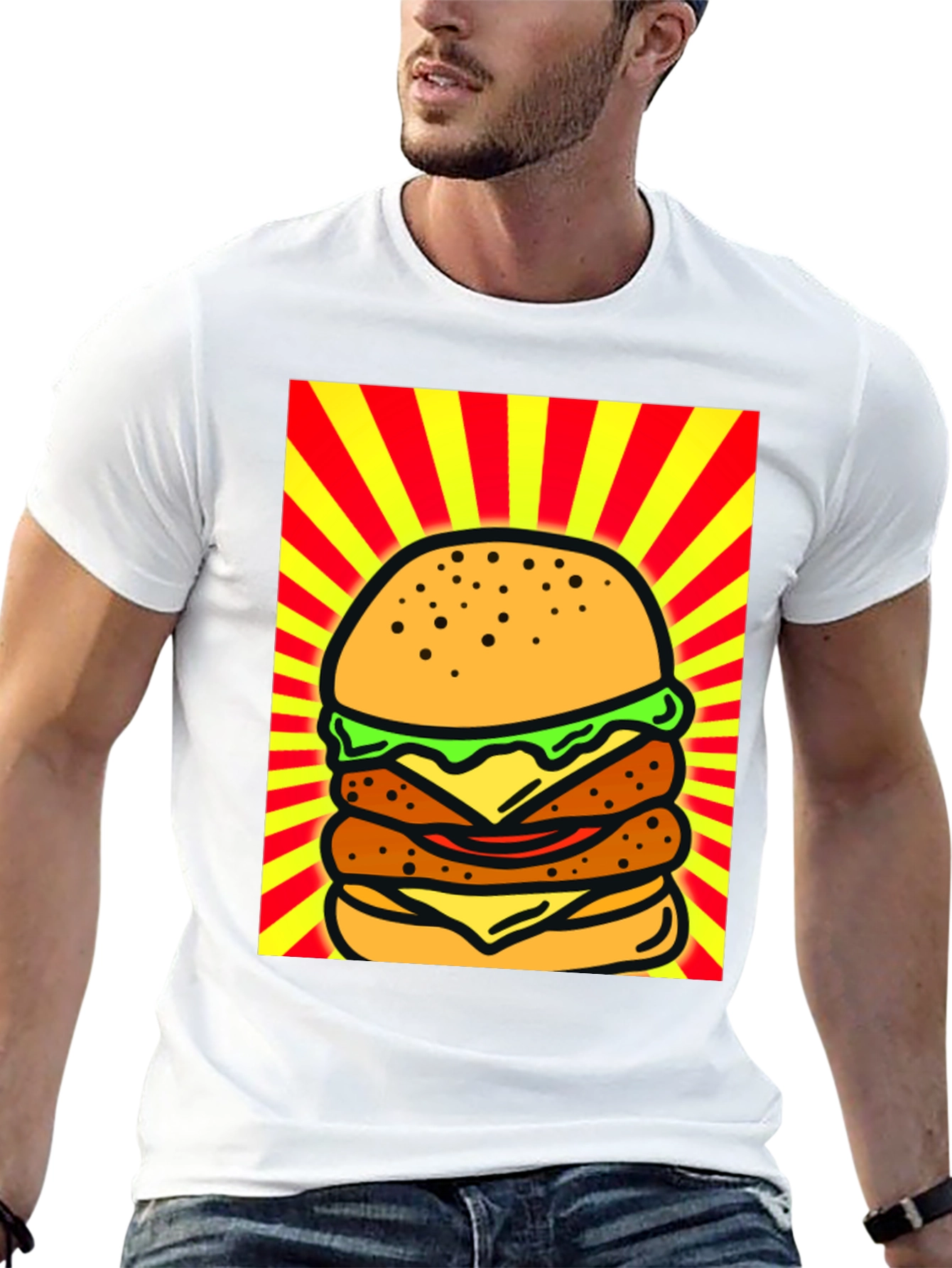 Burger Graphic Black T-Shirt