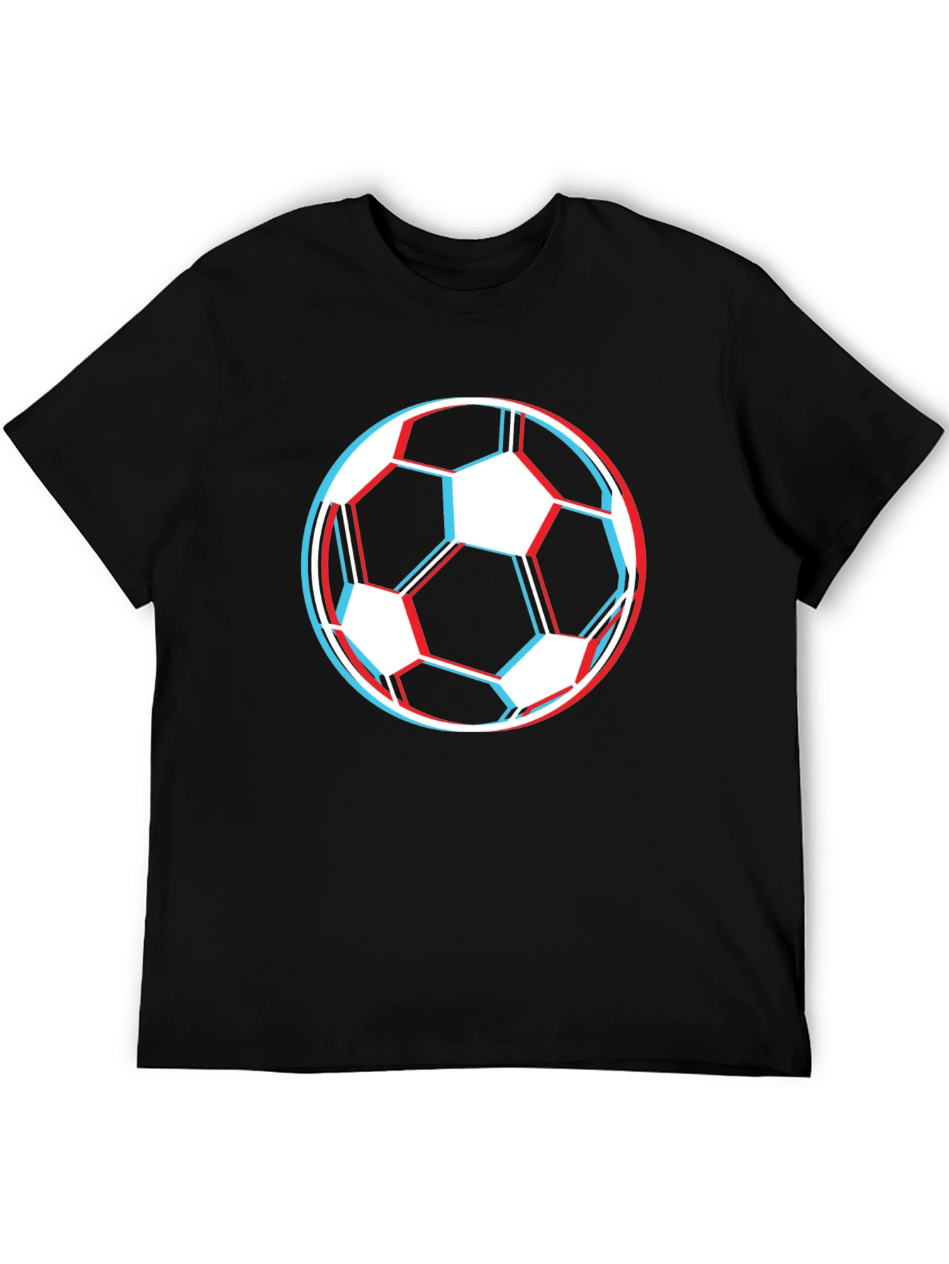 Soccer Ball Graphic Tee - Black Cotton T-Shirt