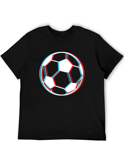 Soccer Ball Graphic Tee - Black Cotton T-Shirt