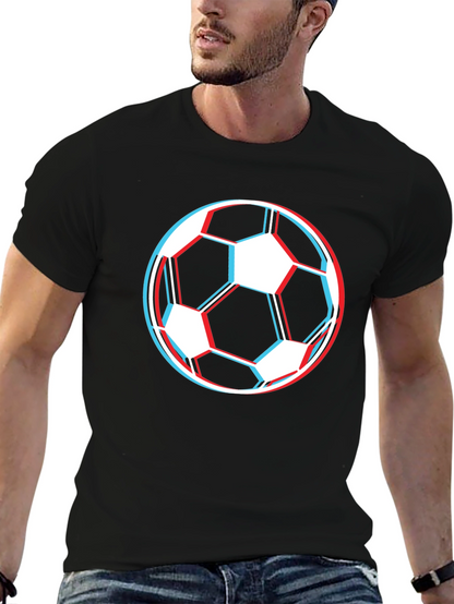 Soccer Ball Graphic Tee - Black Cotton T-Shirt