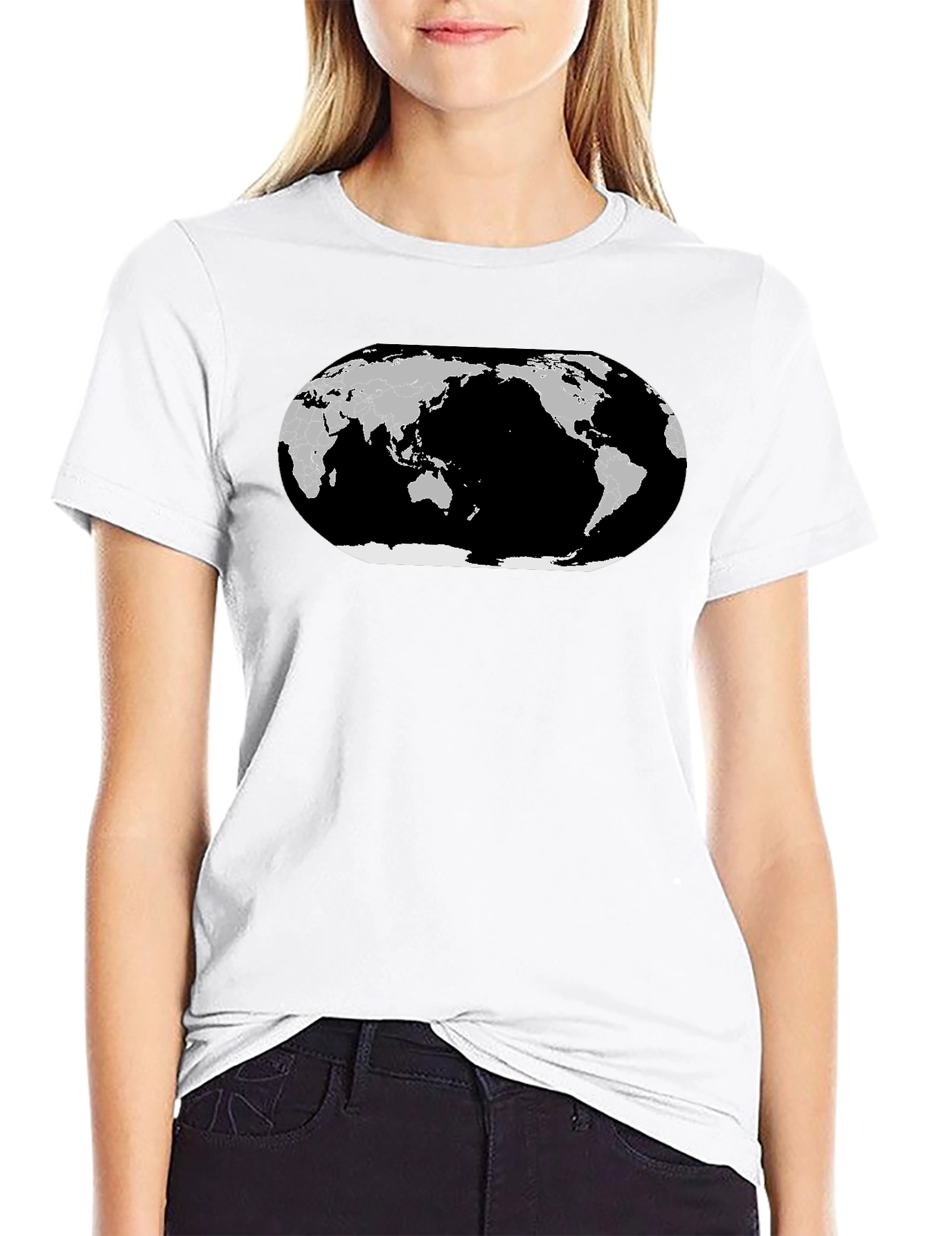 World Map Graphic T-Shirt - Black Cotton Tee