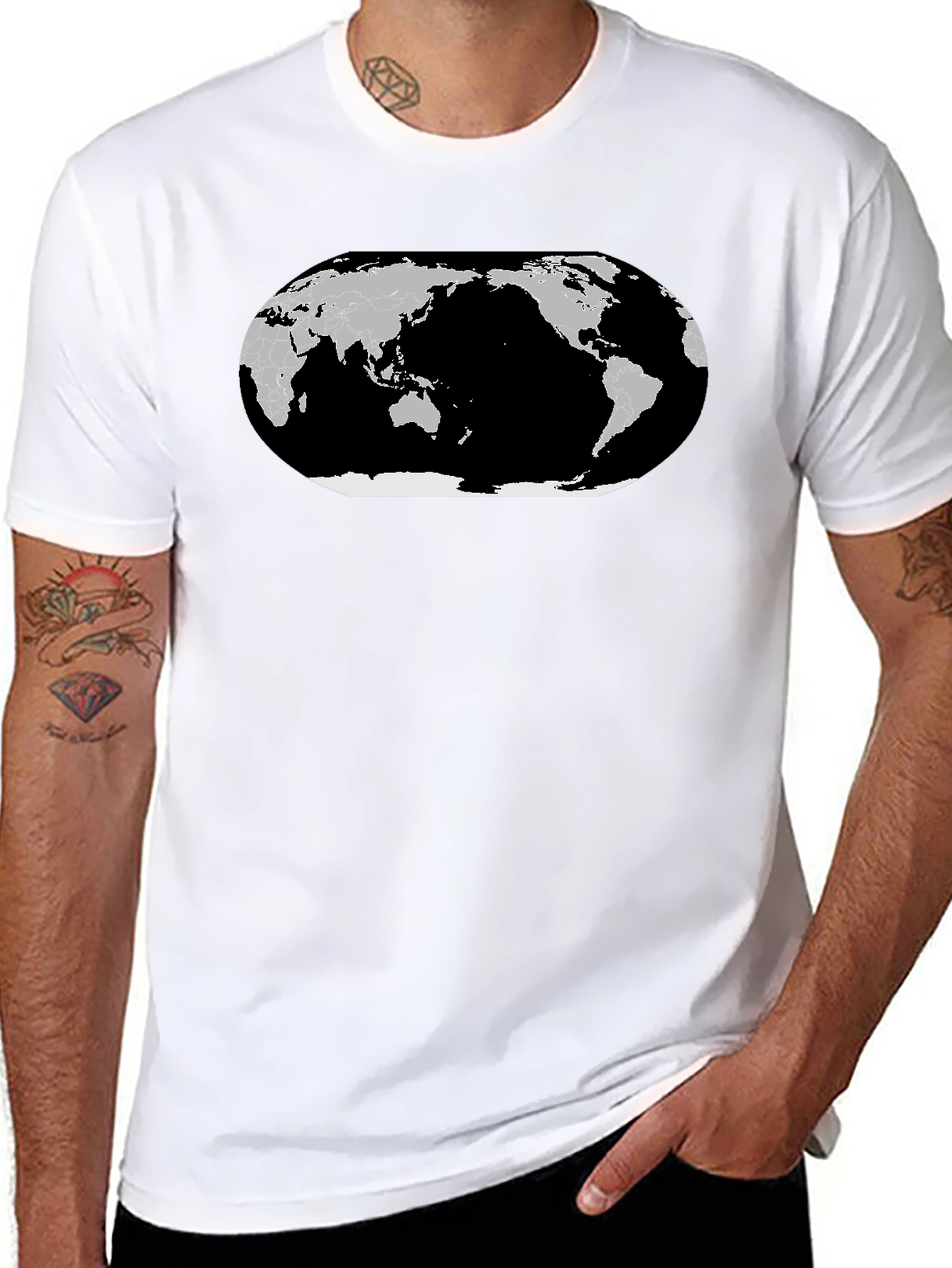 World Map Graphic T-Shirt - Black Cotton Tee