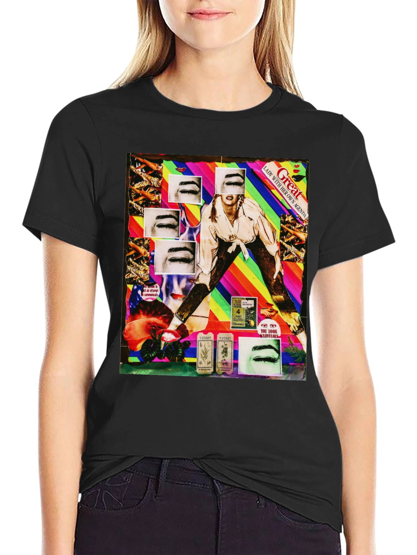 Abstract Graphic Print Black T-Shirt