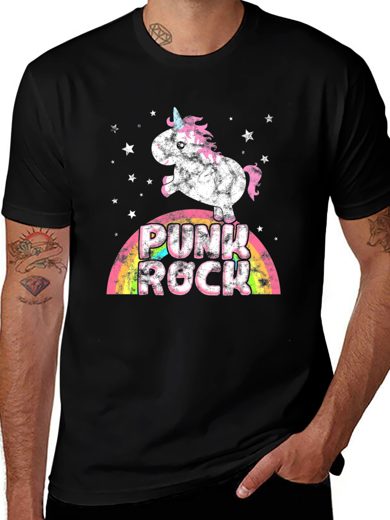 Punk Rock Unicorn Graphic T-Shirt