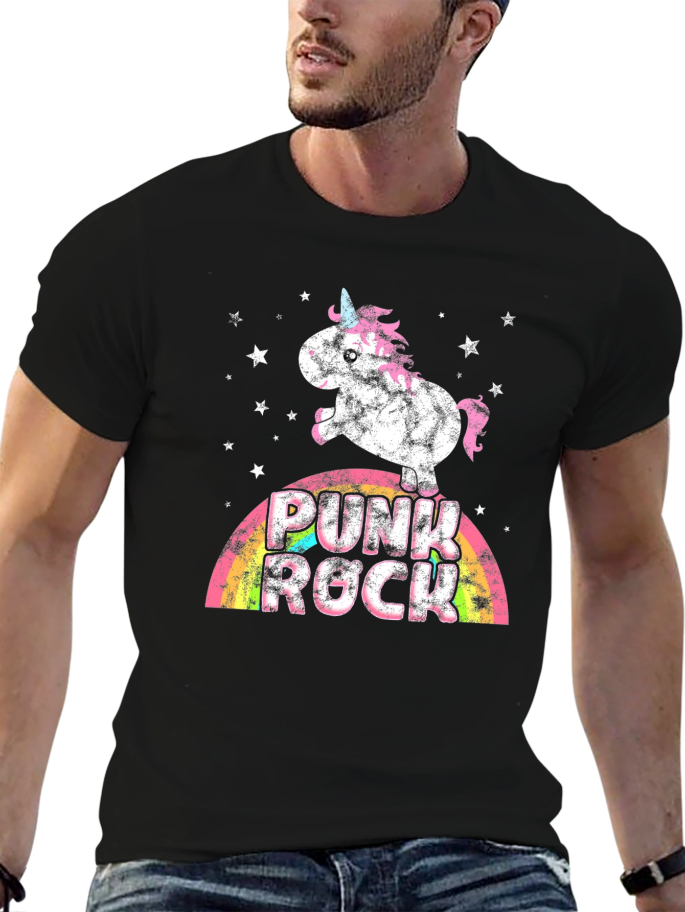 Punk Rock Unicorn Graphic T-Shirt
