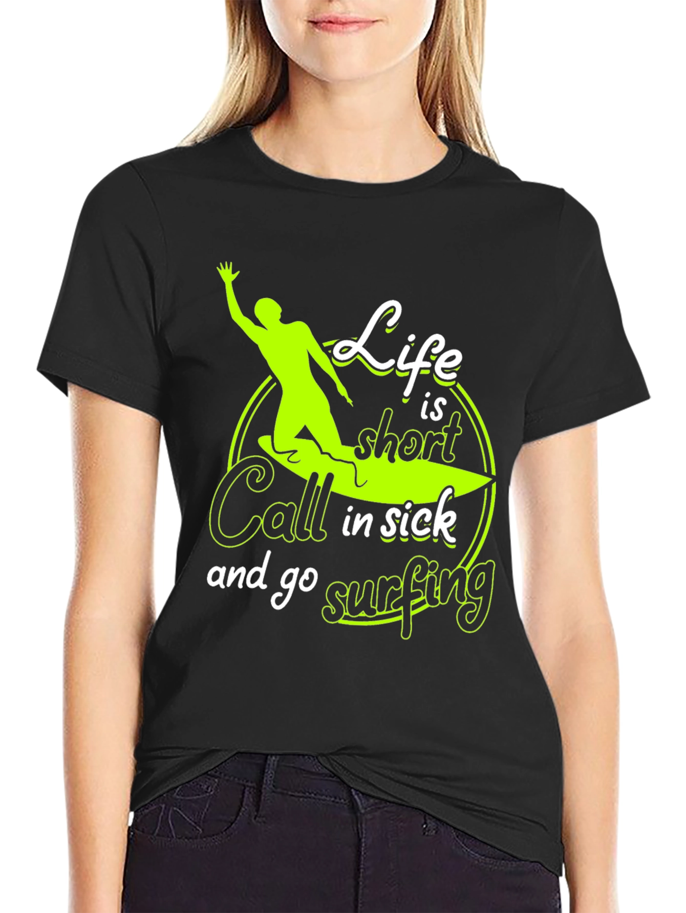 Life is Short Surfing Graphic T-Shirt