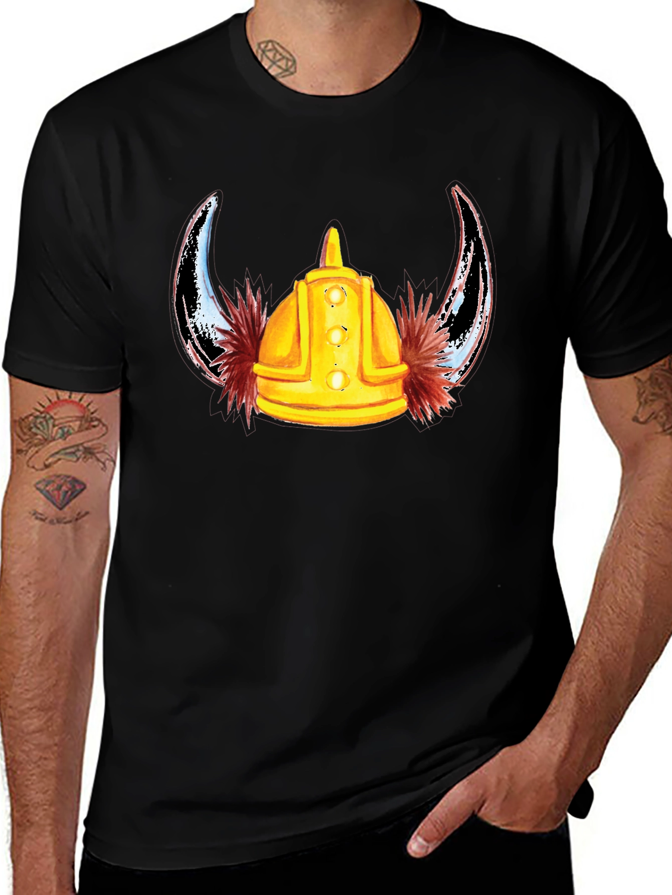 Viking Helmet T-Shirt - Mens Black Tee
