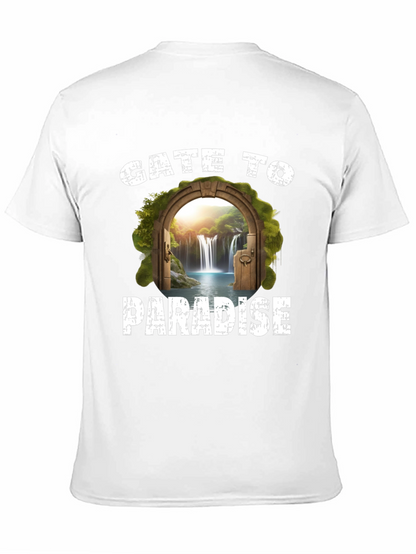 Gate to Paradise Graphic Tee - Black Casual T-Shirt