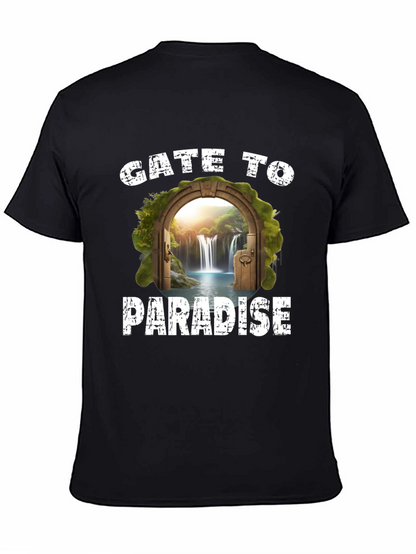 Gate to Paradise Graphic Tee - Black Casual T-Shirt