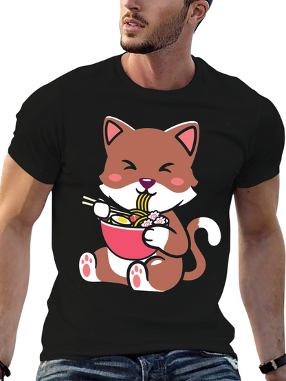 Cute Cat Ramen Bowl Graphic Tee