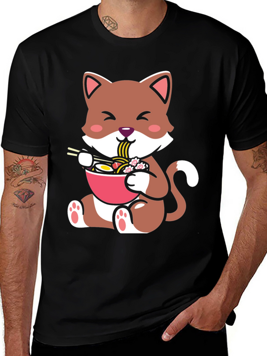 Cute Cat Ramen Bowl Graphic Tee