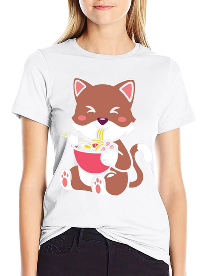 Cute Cat Ramen Bowl Graphic Tee