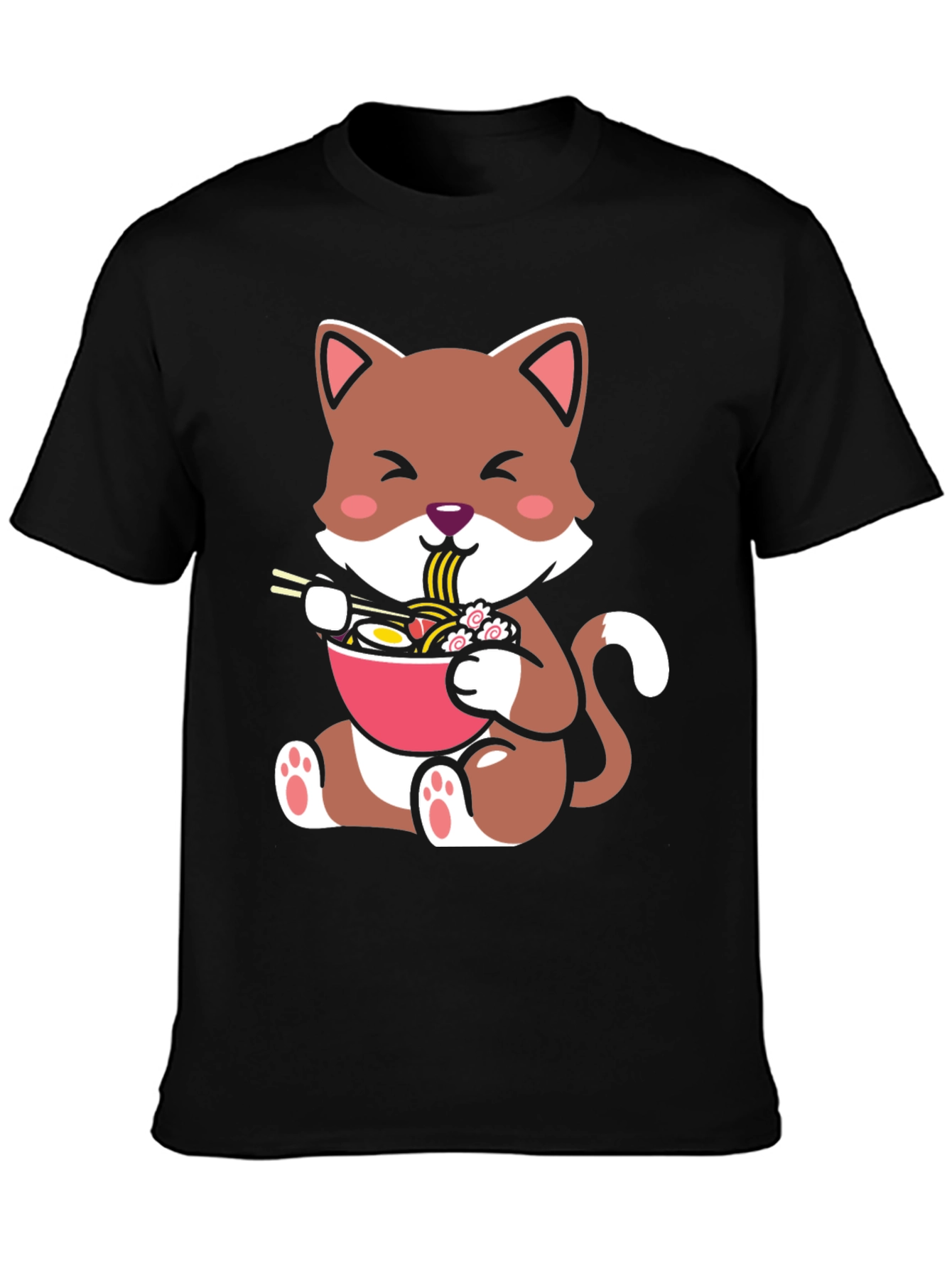 Cute Cat Ramen Bowl Graphic Tee