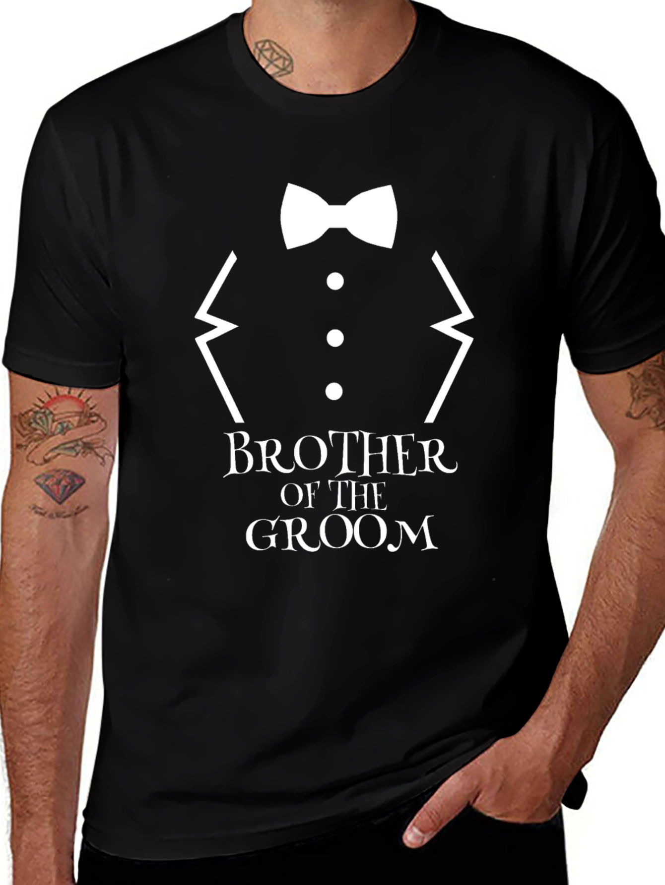 Brother of the Groom Black T-Shirt - Wedding Party